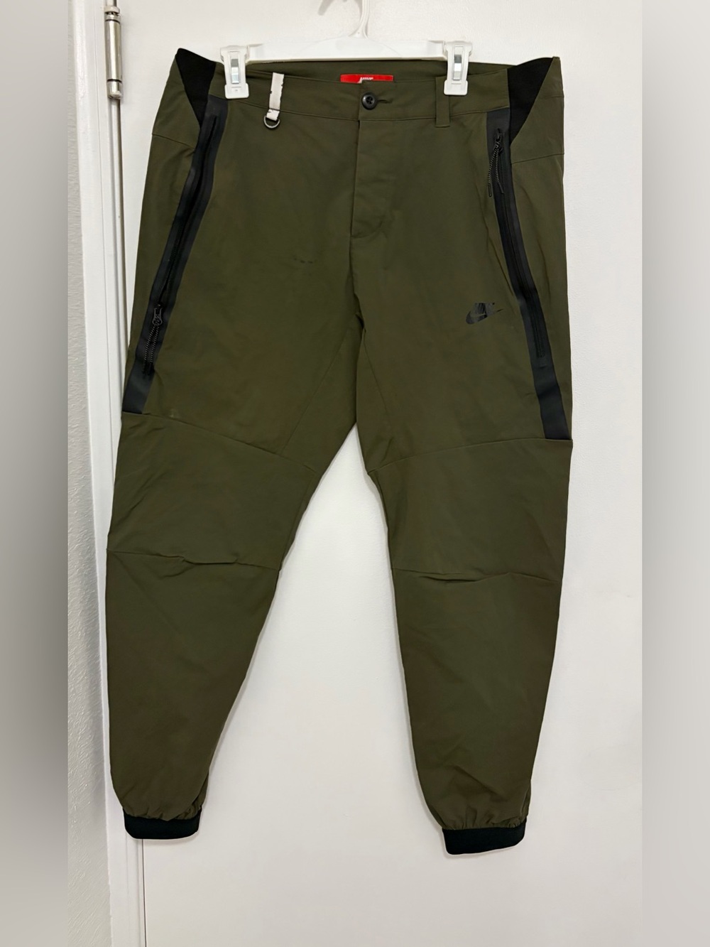 Nike Olive Green Men’s Technical Jogger Pants with Black Accents